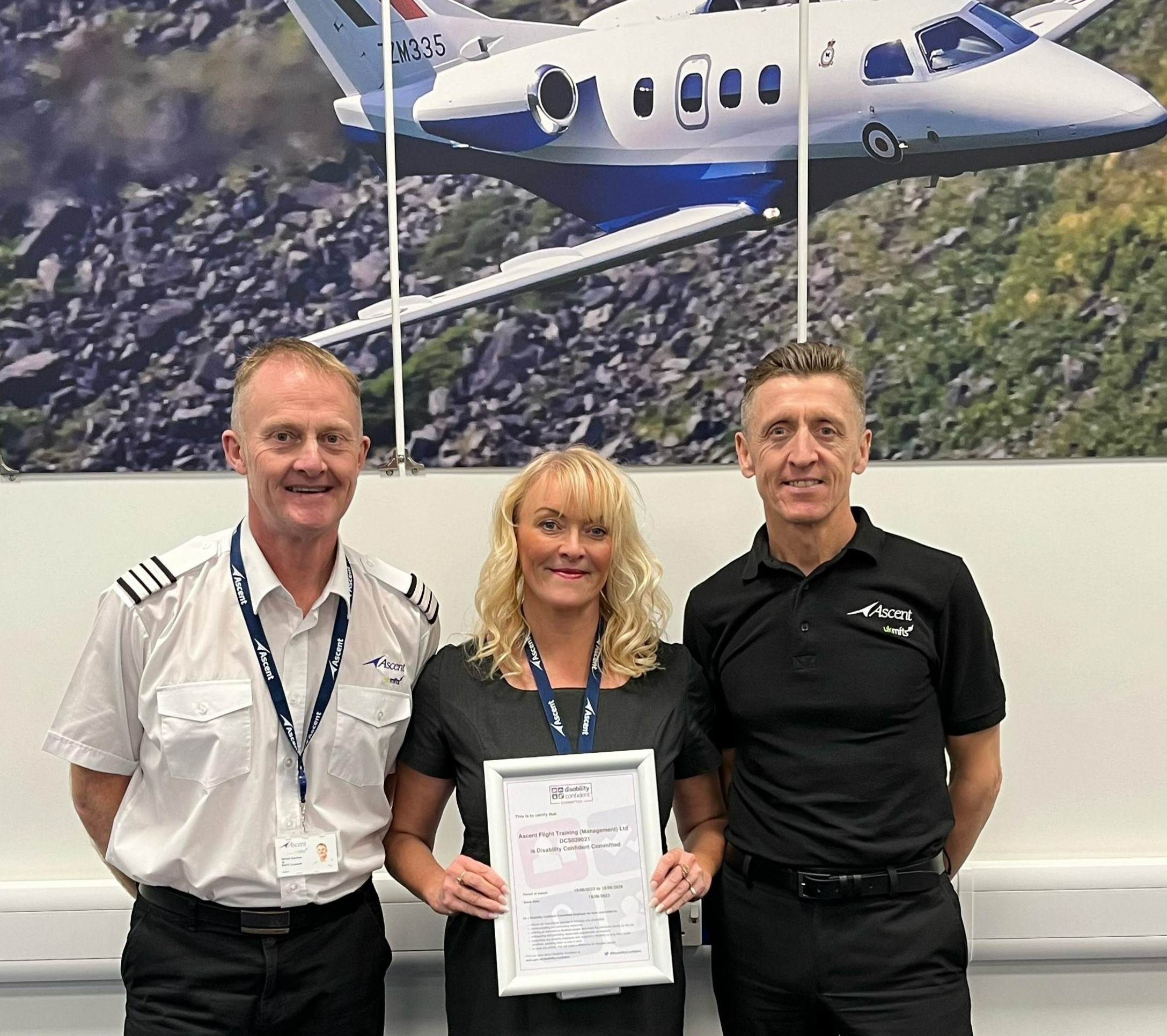 Tess Hewitt (People Partner), Jason Parr (DI&B Committee member) and Martyn Davison (Qualified Instructor) from RAFC Cranwell